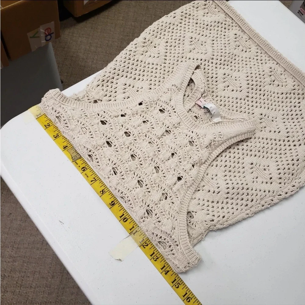 Free People FP Beach Beige Crochet Mini Dress Coverup - Picture 11 of 11